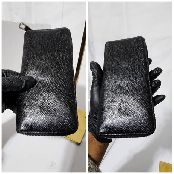 Authentic LOUIS VUITTON Taiga Leather Zippey Wallet Black - Picture 8 of 13